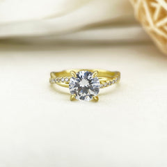 Simplicity Round Cut Sterling Silver Wedding Rings