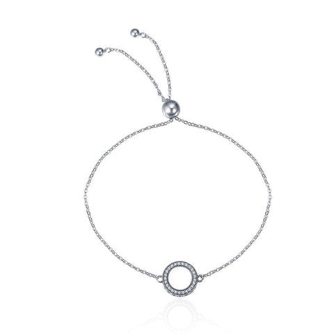 Hollow Circle Micro Pave 925 Sterling Silver Bracelet - jolics