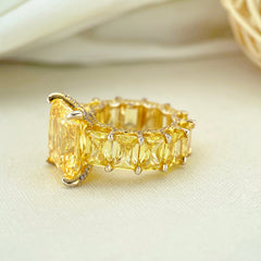 Dazzling Radiant Cut Sterling Silver Wedding Rings