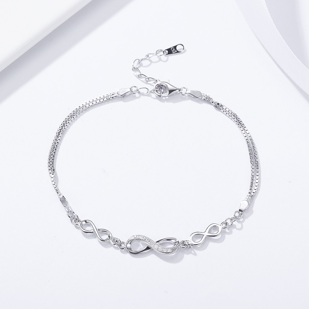 Infinity Love 925 Sterling Silver Adjustable Chain Bracelet - jolics