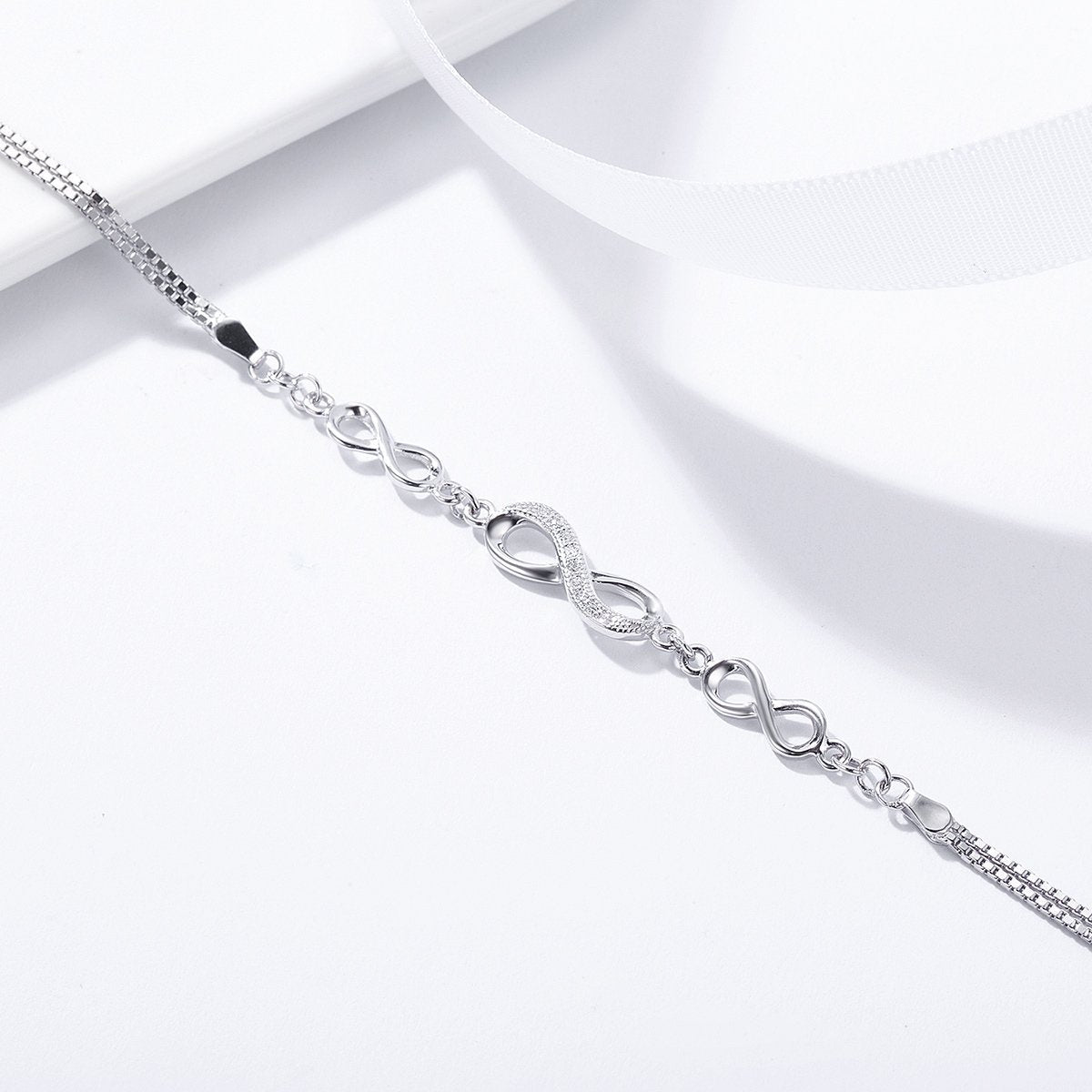 Infinity Love 925 Sterling Silver Adjustable Chain Bracelet - jolics