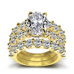 Three Piece Set Oval Cut Sterling Silver Wedding Sets