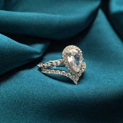 Gorgeous Pear Cut Sterling Silver Wedding Sets