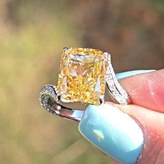 Yellow Radiant Cut Diamond Sterling Silver Engagement Rings