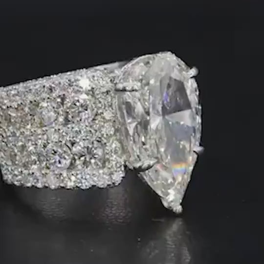 Rainbow Fire Pear Cut Moissanite Sterling Silver Ring for Maximum Brilliance