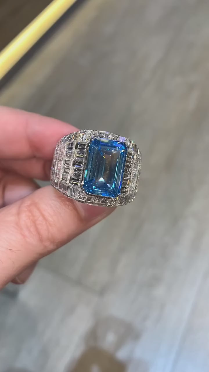 Large Diamond Sapphire Emerald Cut