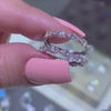 Vintage oval cut sterling silver wedding sets