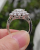 Round Cut Unique Vintage Moissanite Wedding Ring, Three Stone Promise , Split Shank Cluster