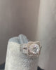 Pave band round halo engagement ring sterling silver