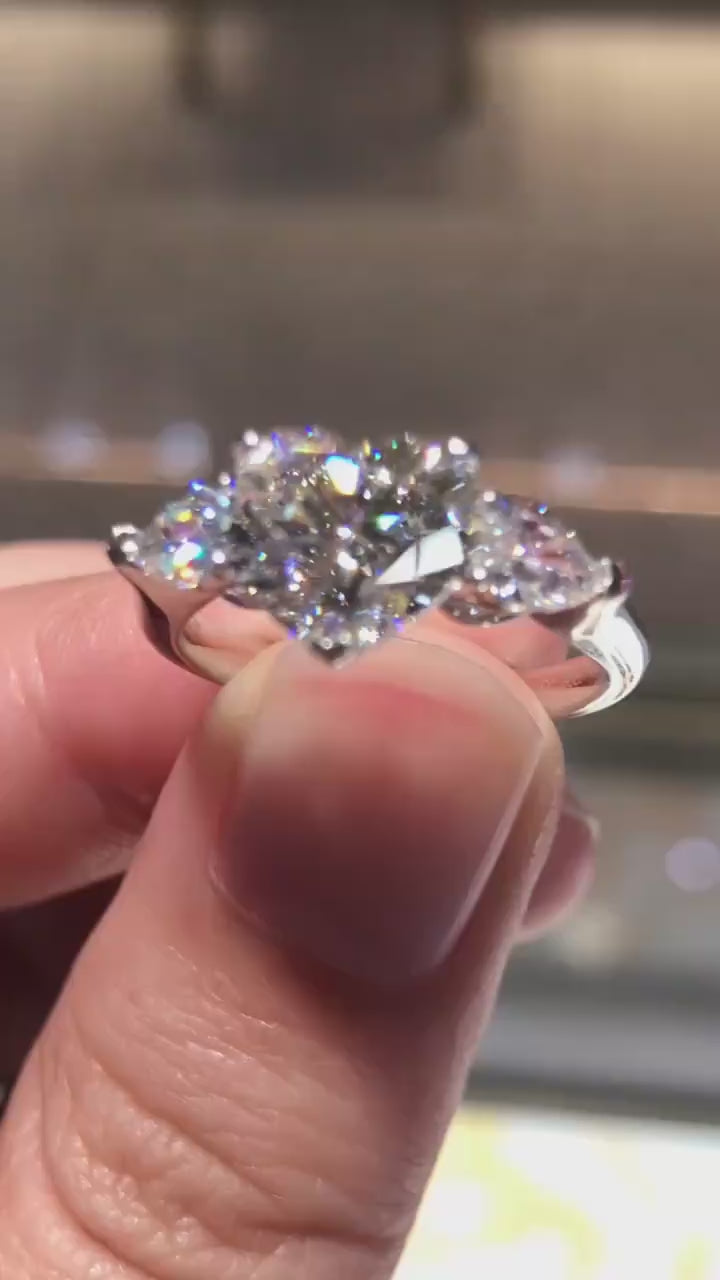 Angel Wings Heart Cut Engagement Rings