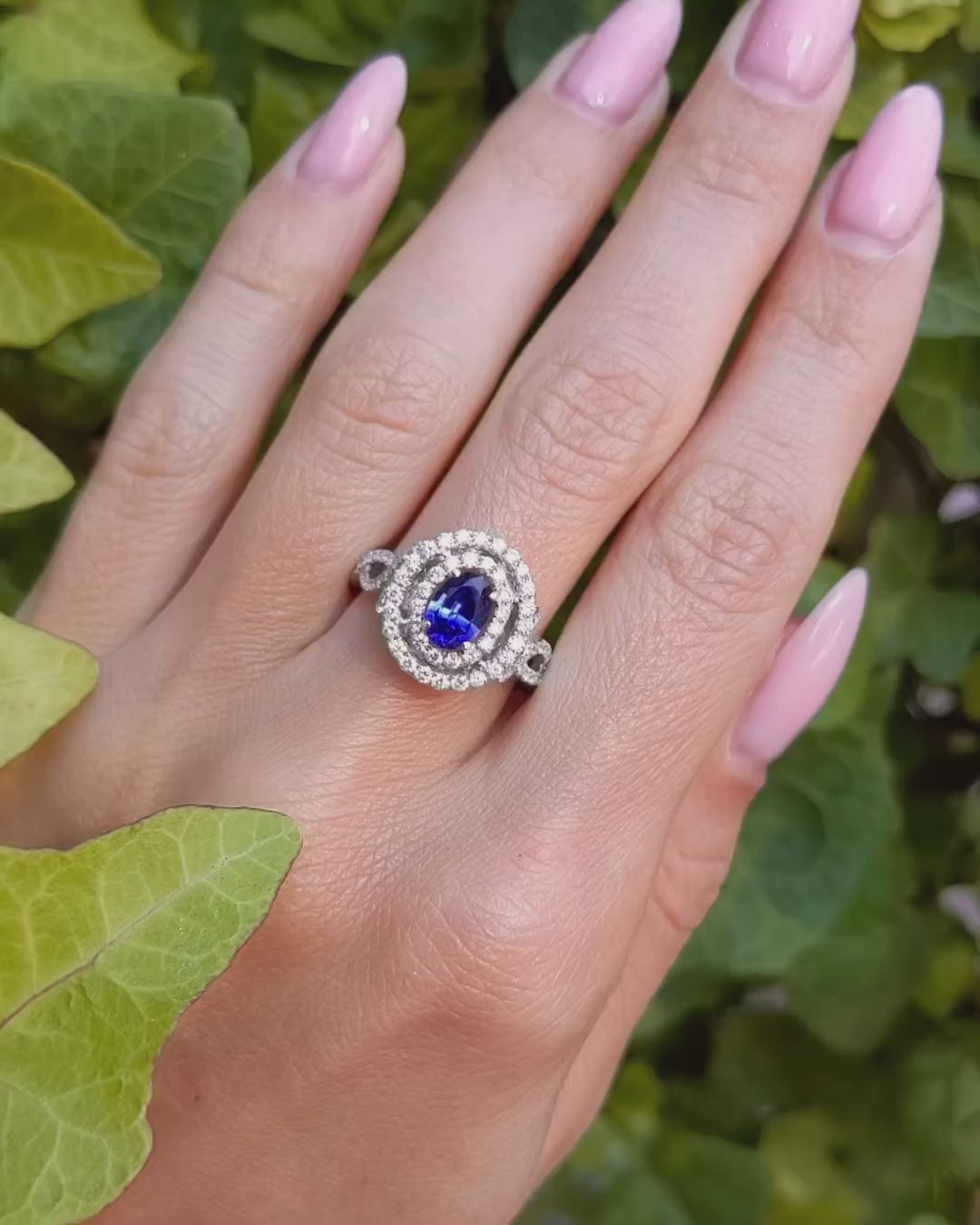 Modern Minimalist Oval Sapphire Solitaire with Micro-Pavé Halo