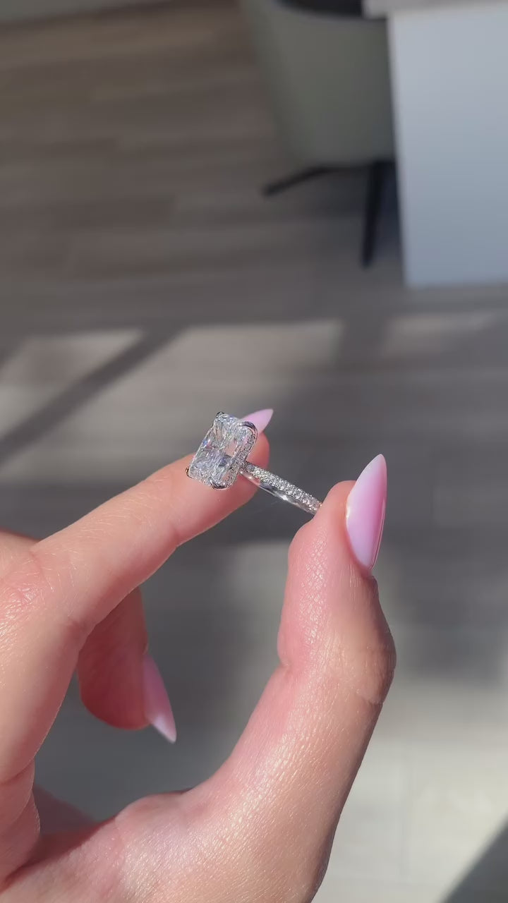 Unique Design Radiant Cut Wedding Sterling Silver Set