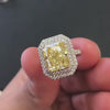 Lab-grown yellow radiant diamond ring ethical silver