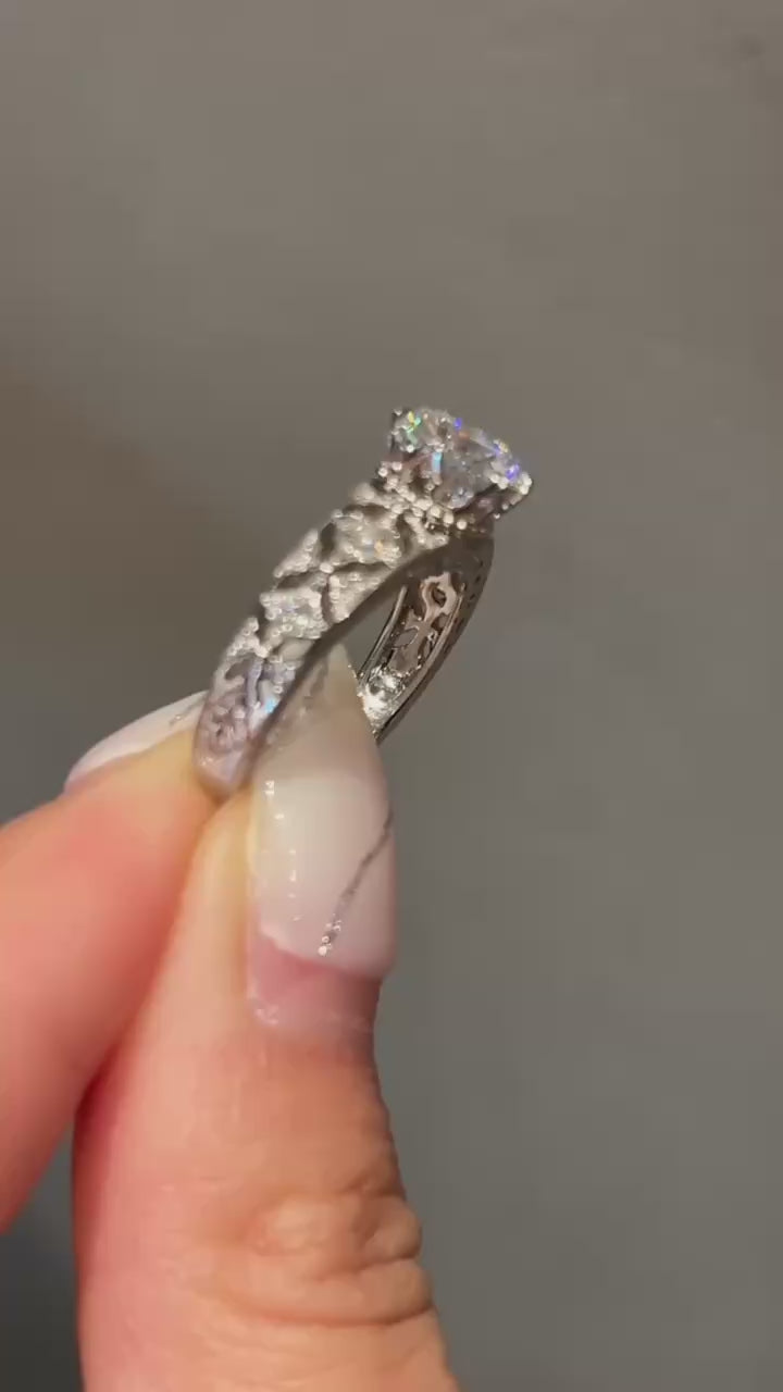 58 round diamond sterling silver wedding rings
