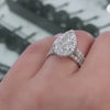 Vintage Halo Pear Cut Sterling Silver Bridal Set