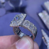 Beveled corner radiant cut sterling silver band durability