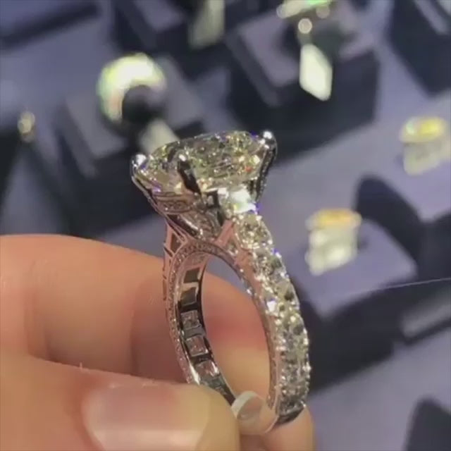 Stunning Radiant Cut Solitaire Sterling Silver Engagement Rings