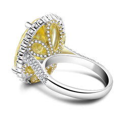 Yellow Diamond Oval Cut Sterling Silver Wedding Rings
