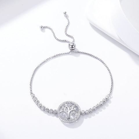 Tree of Life 925 Sterling Silver Adjustable Tennis Bracelet - jolics