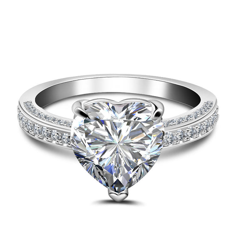 Simplicity Sterling Silver Heart Cut Engagement Rings