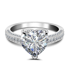 Simplicity Sterling Silver Heart Cut Engagement Rings