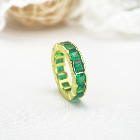 Handmade Retro Radiant Cut Emerald Fashion Rings